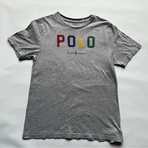 Polo by Ralph Lauren Kids Gray Tee with Multicolor Logo Large 14-16